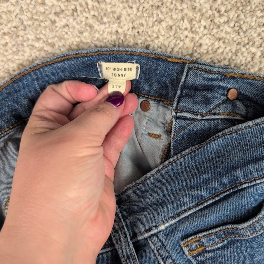 Madewell Womens 10" High Rise Skinny Jeans Button Fly Frayed Hem Medium Wash‎ - Picture 4 of 9
